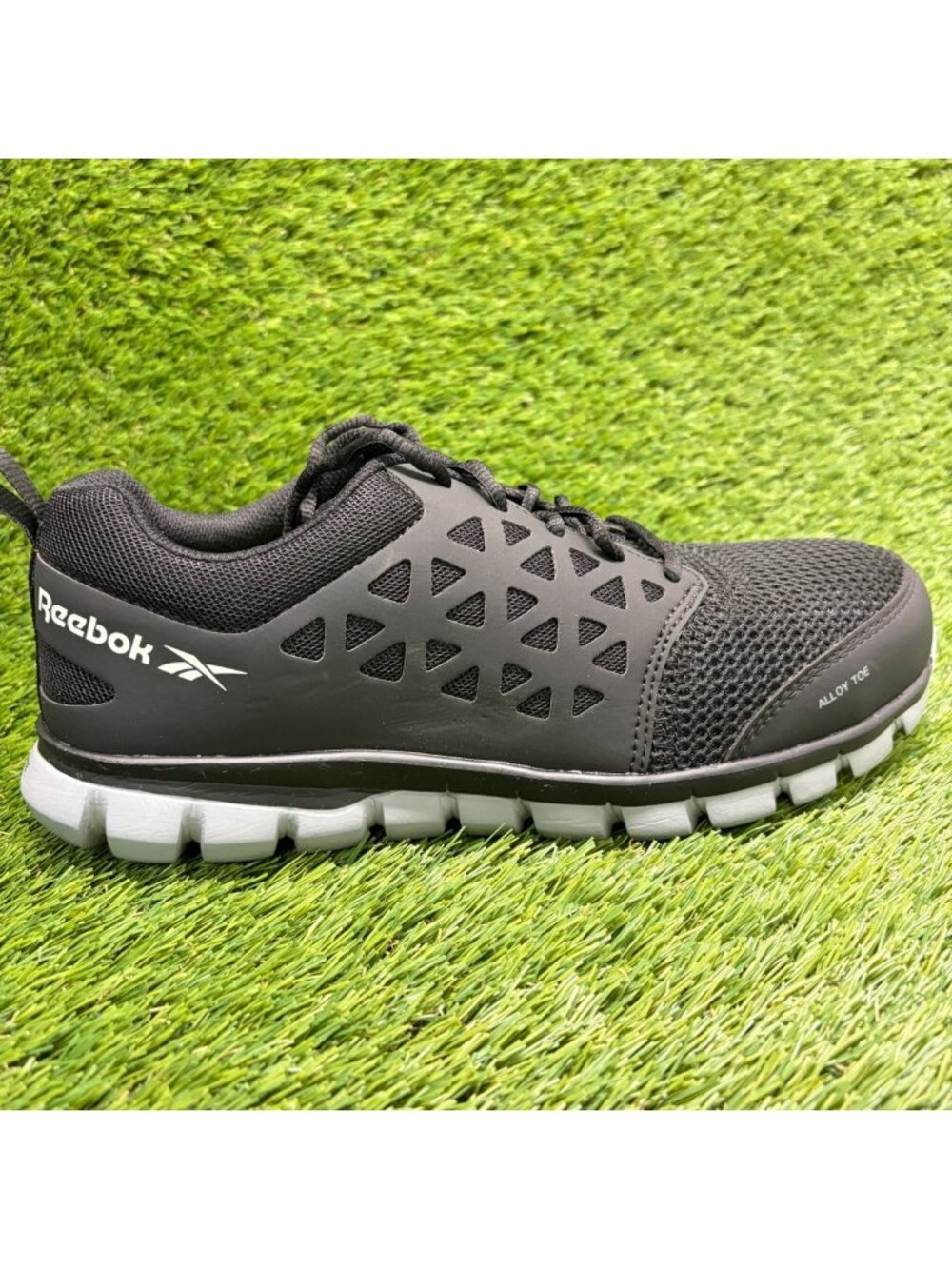 Reebok Sublite Cushion Mens Size 8.5 Black Silver Alloy Toe Safety Work Shoes